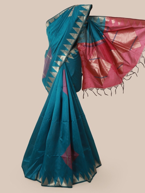 Pothys Blue Woven Design Jute Silk Saree