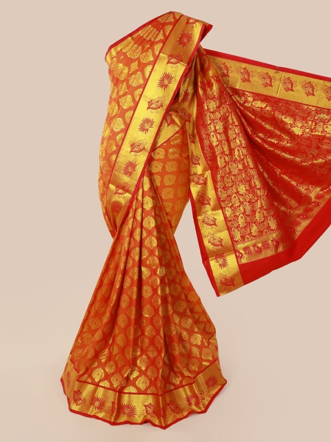 

Pothys Orange Pure Silk Woven Design Kanjeevaram Saree