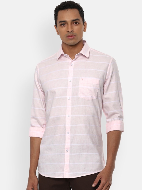 

Van Heusen Sport Men Pink Pure Cotton Slim Fit Striped Casual Shirt