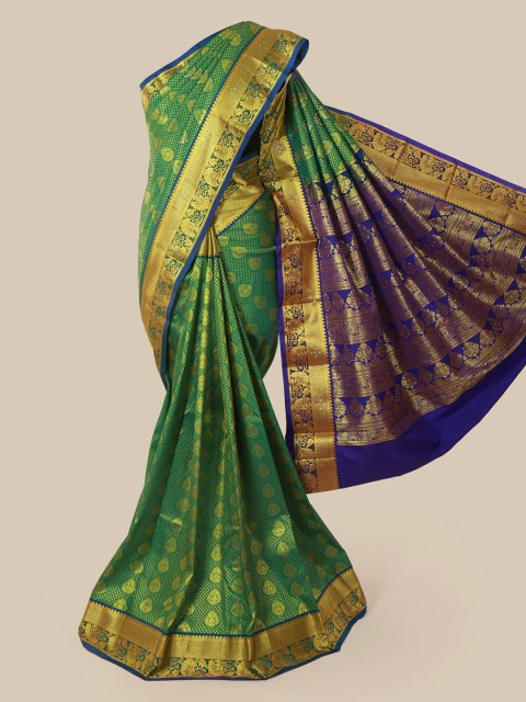 

Pothys Green Pure Silk Woven Design Kanjeevaram Saree