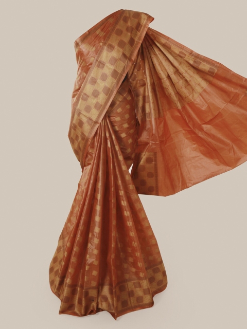 

Pothys Rust Pure Silk Printed Tussar Saree