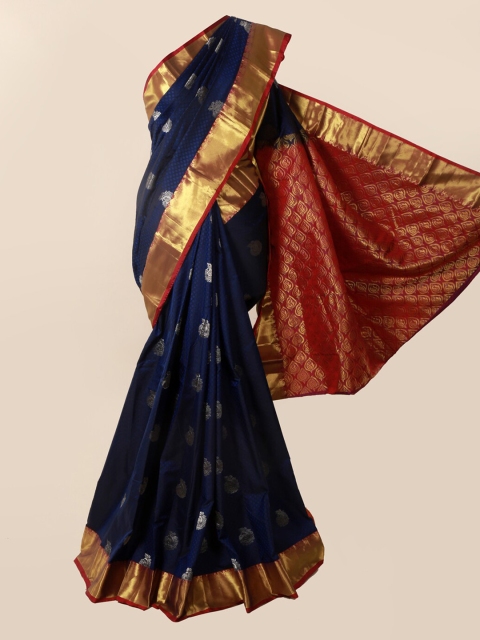 

Pothys Navy Blue & Gold Pure Silk Woven Design Kanjeevaram Saree