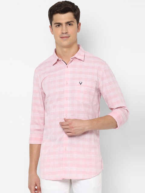 

Allen Solly Men Pink & White Slim Fit Checked Casual Shirt