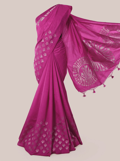 

Pothys Magenta Woven Design Jute Silk Saree