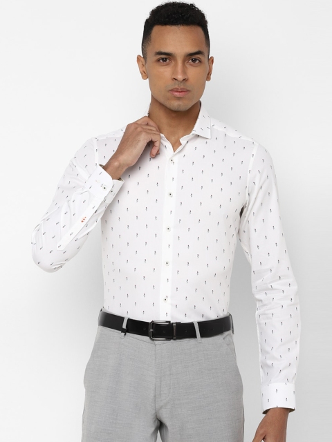 

SIMON CARTER LONDON Men White & Navy Blue Slim Fit Printed Formal Shirt