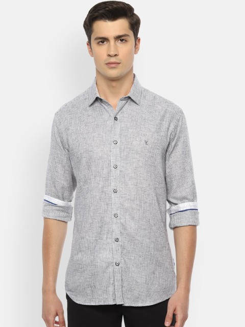 

V Dot Men Grey Slim Fit Self Design Casual Shirt