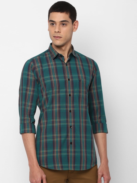 

Allen Solly Men Green & Brown Slim Fit Checked Pure Cotton Casual Shirt