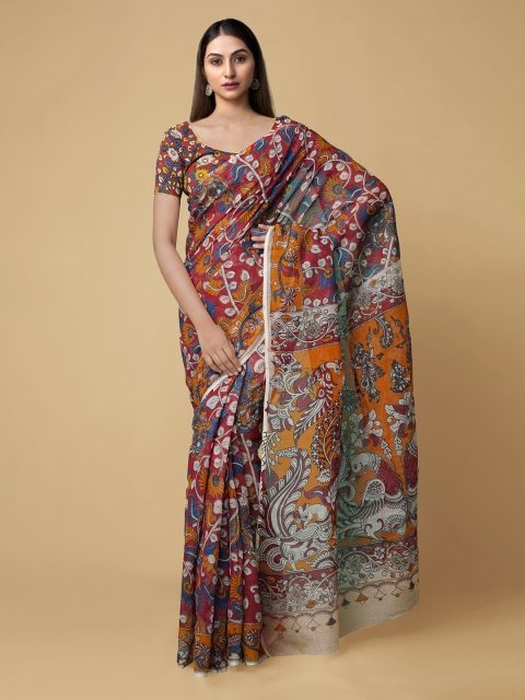

Unnati Silks Red Pure Cotton Printed Kota Saree