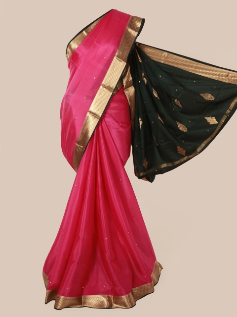 

Pothys Pink Pure Silk Solid Mysore Silk Saree