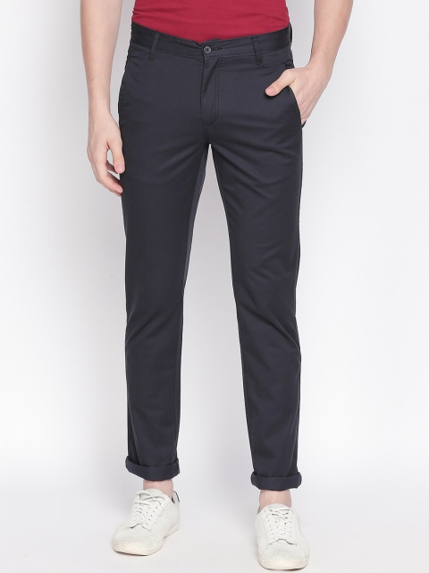 

Solemio Men Navy Blue Slim Fit Solid Chinos