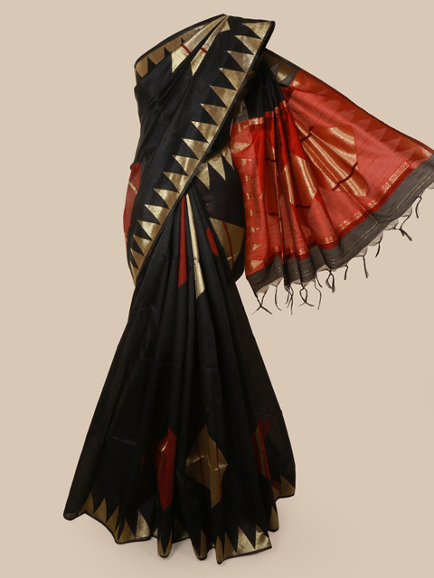 

Pothys Black Woven Design Jute Silk Saree