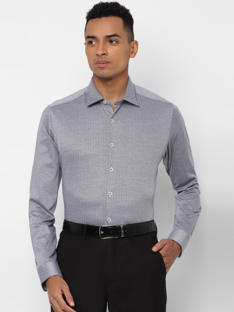 

SIMON CARTER LONDON Men Grey Slim Fit Striped Formal Shirt