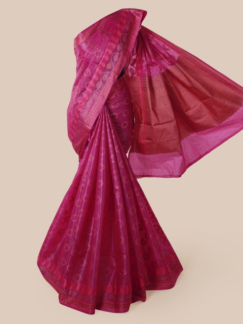 

Pothys Magenta Pure Silk Printed Tussar Saree