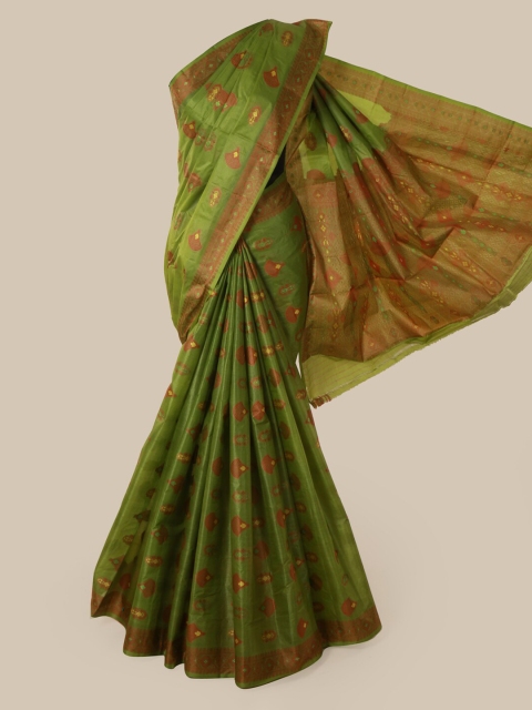 

Pothys Green Pure Silk Woven Design Tussar Saree