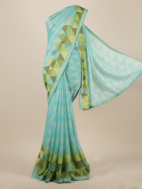 

Pothys Blue Printed Poly Chiffon Saree