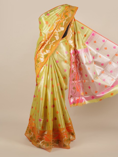 

Pothys Green Printed Jute Silk Saree
