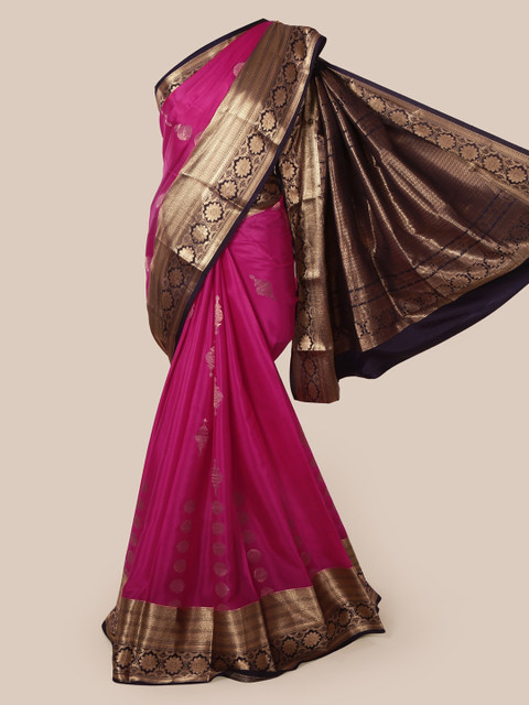 

Pothys Pink & Gold Pure Silk Woven Design Mysore Silk Saree