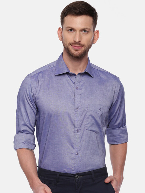 

CROYDON Men Blue Regular Fit Solid Formal Shirt