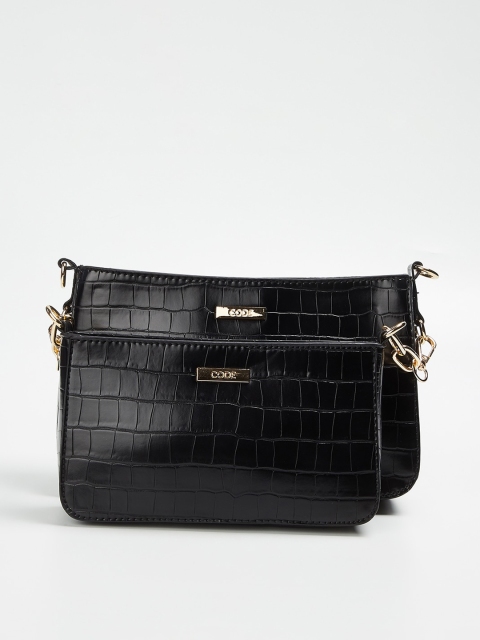 

CODE by Lifestyle Black Textured Sling Bag