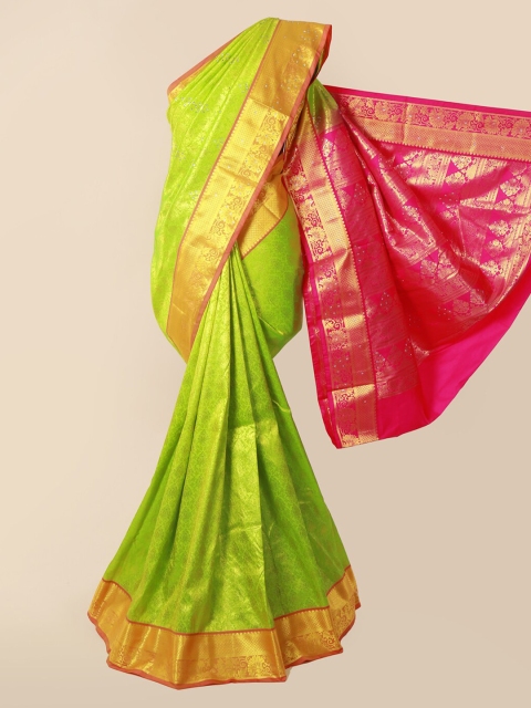 

Pothys Green Pure Silk Woven Design Kanjeevaram Saree