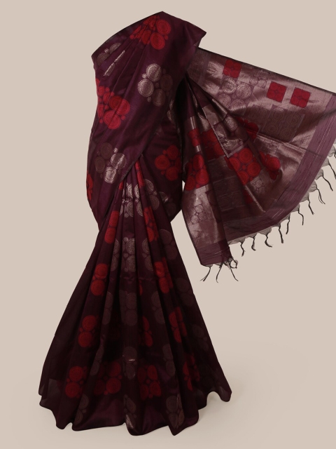 

Pothys Violet Woven Design Jute Silk Saree