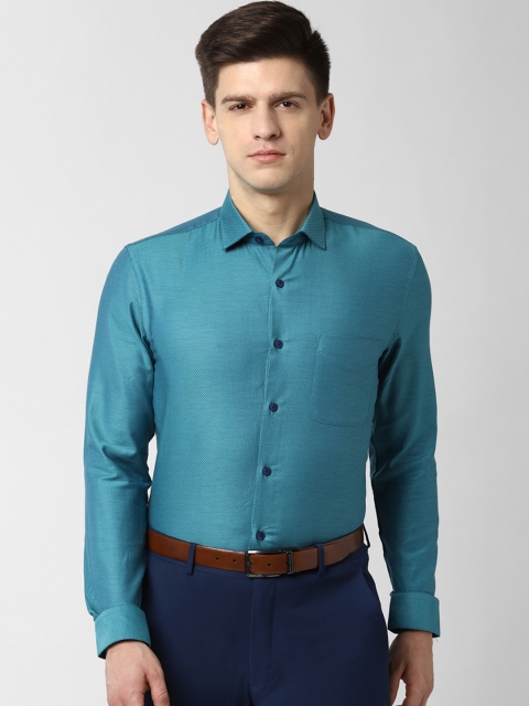 

Peter England Elite Men Blue Slim Fit Self Design Cotton Formal Shirt