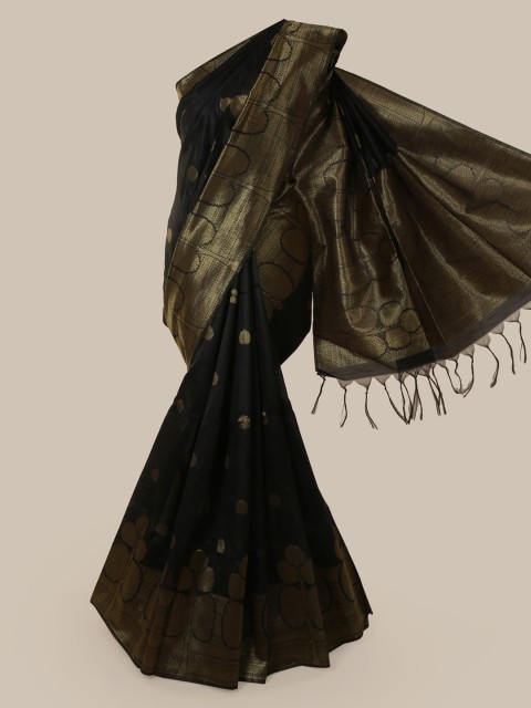 

Pothys Black Woven Design Jute Silk Saree