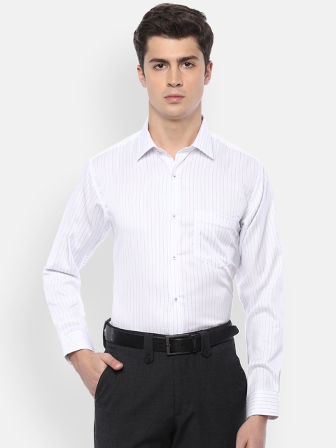 

Van Heusen Men White Regular Fit Self-Striped Pure Cotton Semiformal Shirt