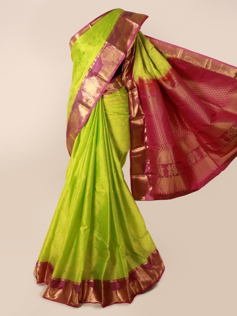 

Pothys Green & Pink Pure Silk Woven Design Kanjeevaram Saree