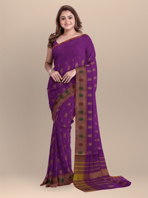 

APCO Violet Woven Design Pure Cotton Saree