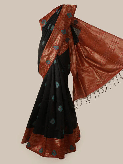 

Pothys Black & Red Jute Silk Woven Design Saree