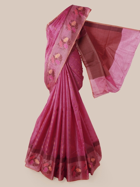 

Pothys Pink Pure Silk Woven Design Tussar Saree