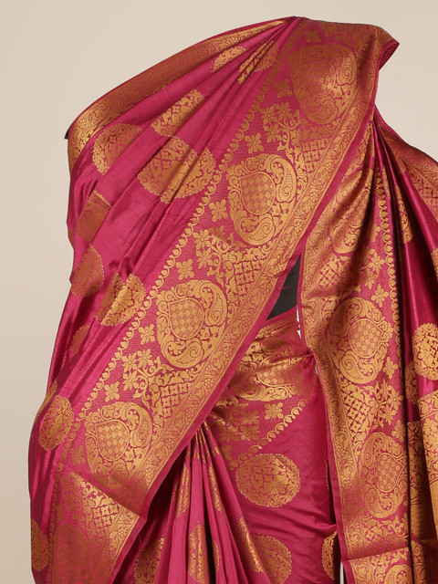 

Pothys Purple & Gold-Coloured Jute Silk Woven Design Saree