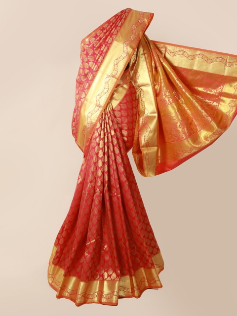 

Pothys Pink & Gold-Coloured Pure Silk Woven Design Kanjeevaram Saree