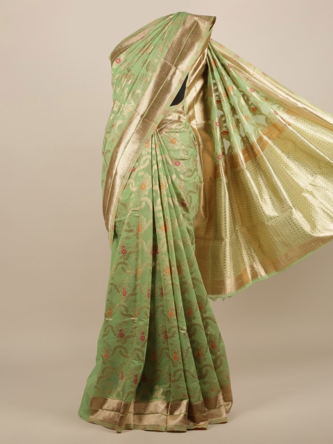 

Pothys Green Woven Design Jute Silk Saree