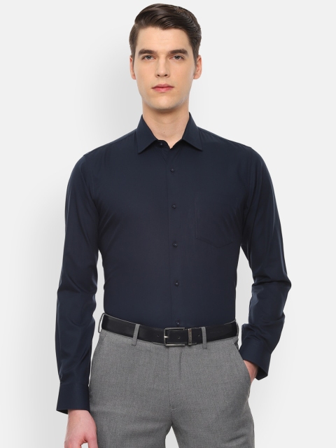 

Van Heusen Men Navy Blue Slim Fit Solid Pure Cotton Formal Shirt