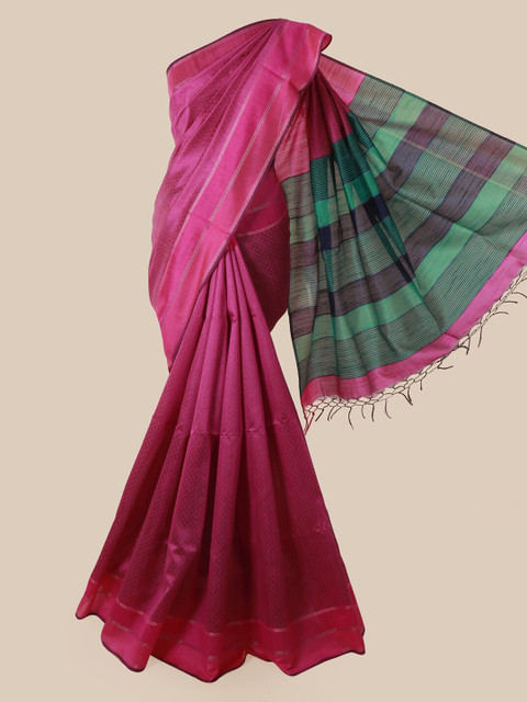 

Pothys Magenta Woven Design Jute Silk Saree