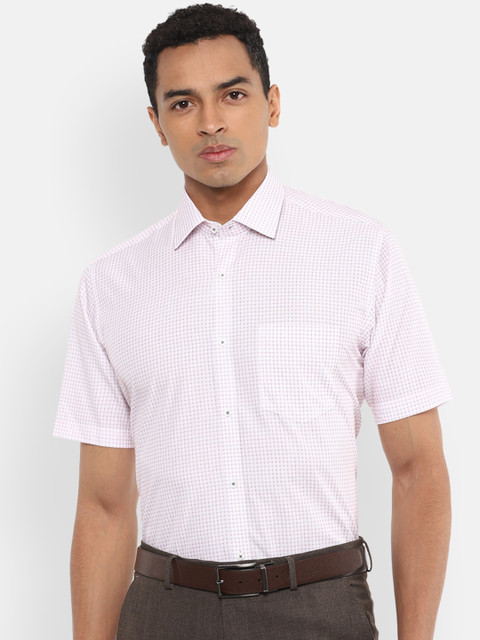 

Van Heusen Men White & Pink Regular Fit Checked Formal Shirt