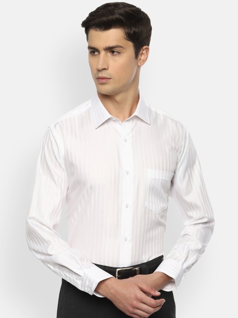 

Van Heusen Men White Regular Fit Self-Striped Pure Cotton Formal Shirt