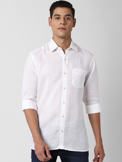 

Peter England Elite Men White Regular Fit Solid Linen Casual Shirt