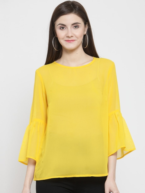 

Purple State Yellow Bell Sleeves Regular Top