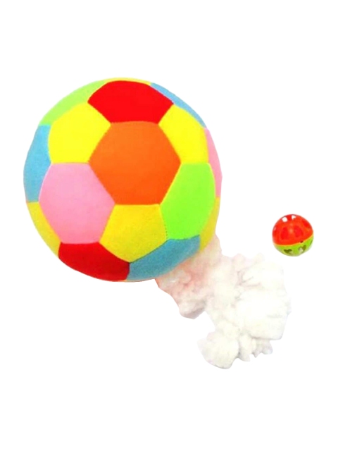 

PETS EMPIRE Multi-Coloured Colourblocked Ball Shaped Fluffy Stuffed Dog Toy