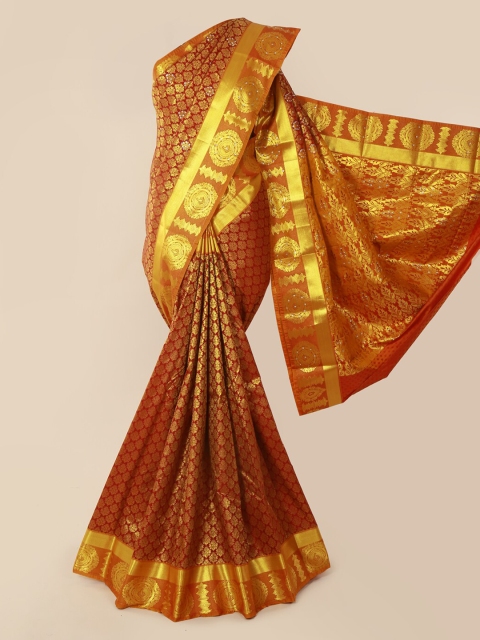 

Pothys Maroon & Gold-Coloured Pure Silk Woven Design Kanjeevaram Saree