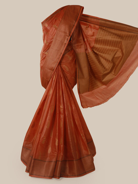 

Pothys Orange Pure Silk Woven Design Tussar Saree