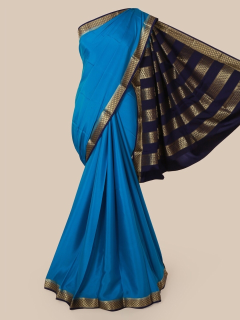 

Pothys Blue Pure Silk Solid Mysore Silk Saree