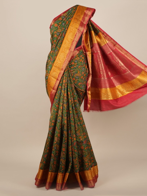 

Pothys Green Printed Jute Silk Saree