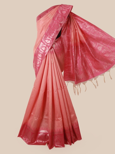 

Pothys Peach-Coloured Solid Jute Silk Saree