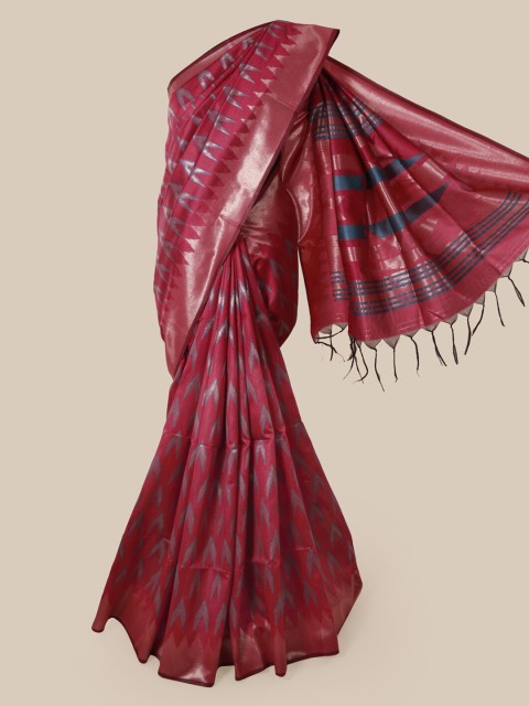 

Pothys Pink Printed Jute Silk Saree