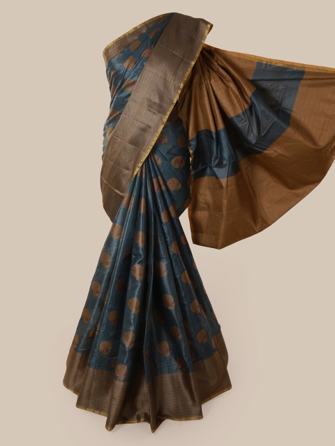 

Pothys Grey & Brown Pure Silk Woven Design Tussar Saree