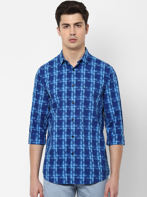 

Allen Solly Men Blue Slim Fit Checked Cotton Casual Shirt
